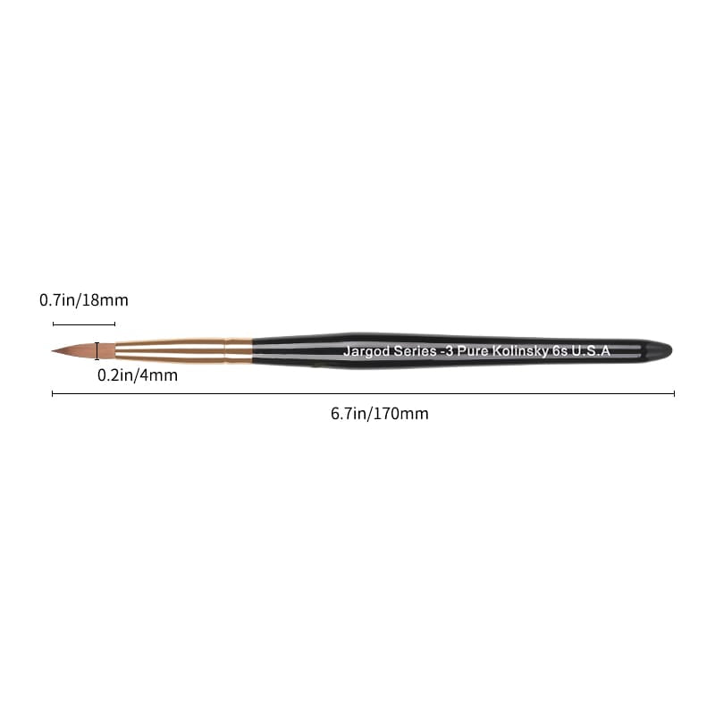 100% Pure Kolinsky Brush Acrylic Powder Manicure Pedicure Round Nail Brush Nail Art Brush for Acrylic Powder CHOOSE Size 2/4/6/8/10 Jargod