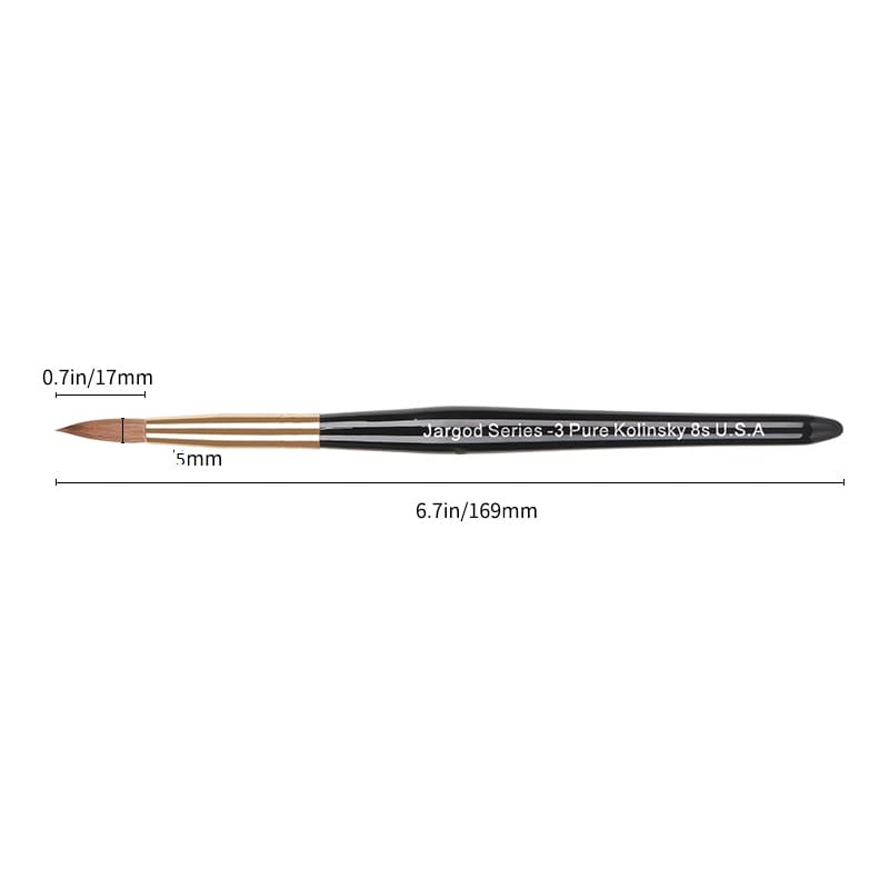 100% Pure Kolinsky Brush Acrylic Powder Manicure Pedicure Round Nail Brush Nail Art Brush for Acrylic Powder CHOOSE Size 2/4/6/8/10 Jargod