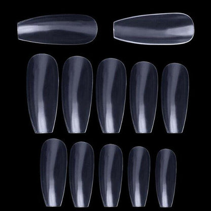 600 pcs Coffin Shape Fake Nail Tips False Nails 10 Sizes- for Nail Salons and DIY Nail Art by JARGOD (Natural) 