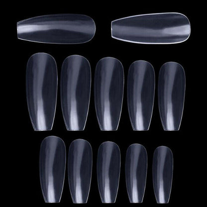 100Pc Long Ballerina/Long Coffin/Long Almond/Long Oval/Full Cover Square False Nail Tips Fake Nails False Nails Artificial Nails Tips Press on nails in Bag Jargod