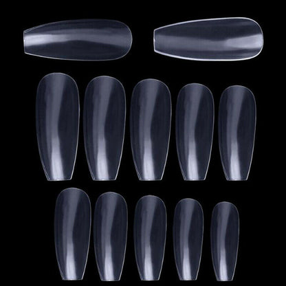 100Pc Long Ballerina/Long Coffin/Long Almond/Long Oval/Full Cover Square False Nail Tips Fake Nails False Nails Artificial Nails Tips in Bag Jargod