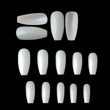 100Pc Long Ballerina/Long Coffin/Long Almond/Long Oval/Full Cover Square False Nail Tips Fake Nails False Nails Artificial Nails Tips Press on nails in Bag Jargod