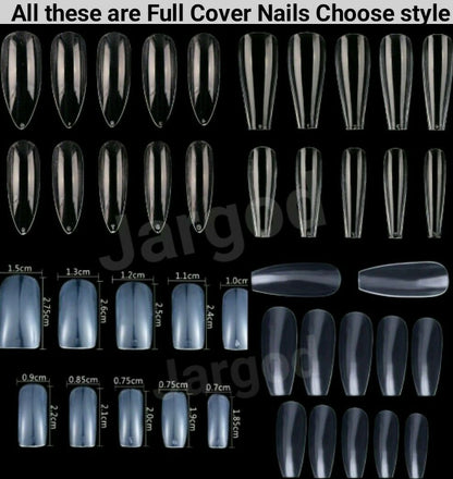 100Pc Long Ballerina/Long Coffin/Long Almond/Long Oval/Full Cover Square False Nail Tips Fake Nails False Nails Artificial Nails Tips Press on nails in Bag Jargod