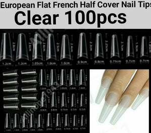 Flat French European Style Half Cover Fake False Nail tips 100pc Nail Bag  Jargod