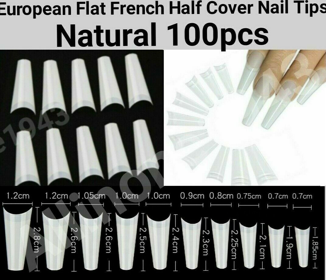 Flat French Half Cover Nail Tips European Style Fake False Nail tips 100pc Nail Bag  Jargod