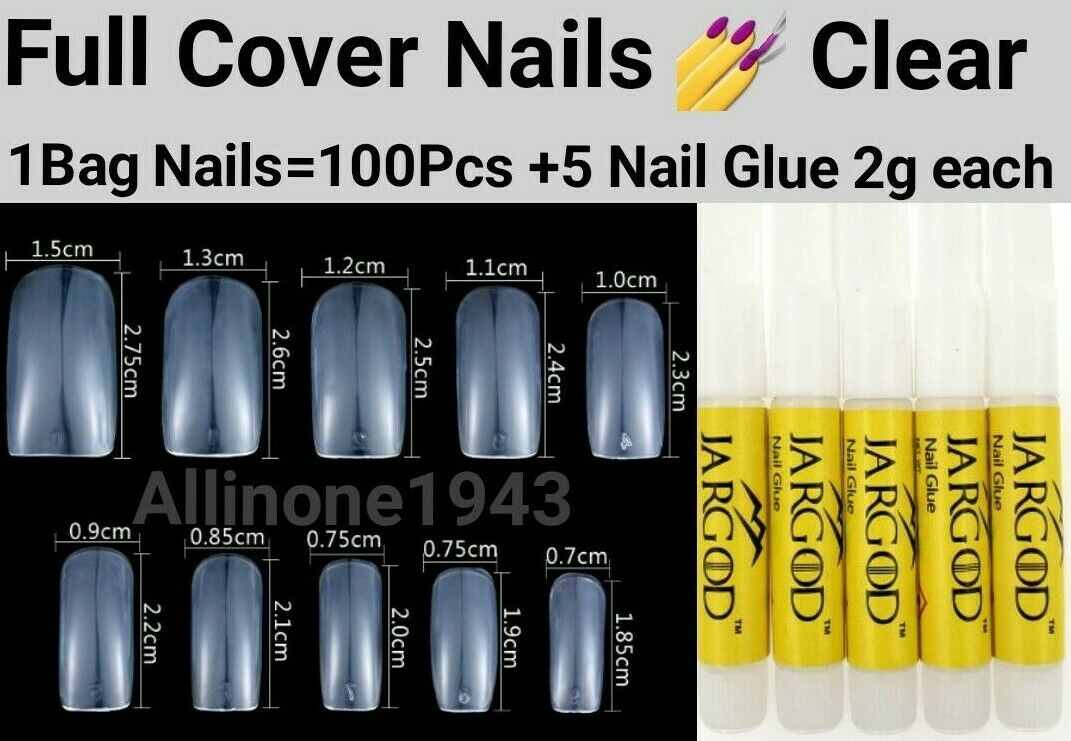 100Pc Long Ballerina/Long Coffin/Long Almond/Long Oval/Full Cover Square False Nail Tips Fake Nails False Nails Artificial Nails Tips Press on nails in Bag Jargod