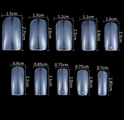 100Pc Long Ballerina/Long Coffin/Long Almond/Long Oval/Full Cover Square False Nail Tips Fake Nails False Nails Artificial Nails Tips Press on nails in Bag Jargod