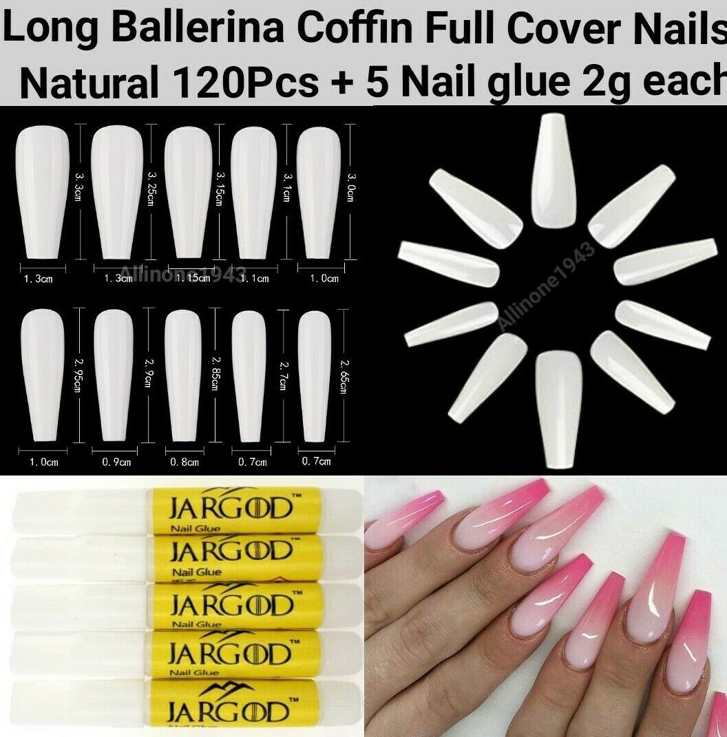 100Pc Long Ballerina/Long Coffin/Long Almond/Long Oval/Full Cover Square False Nail Tips Fake Nails False Nails Artificial Nails Tips in Bag Jargod