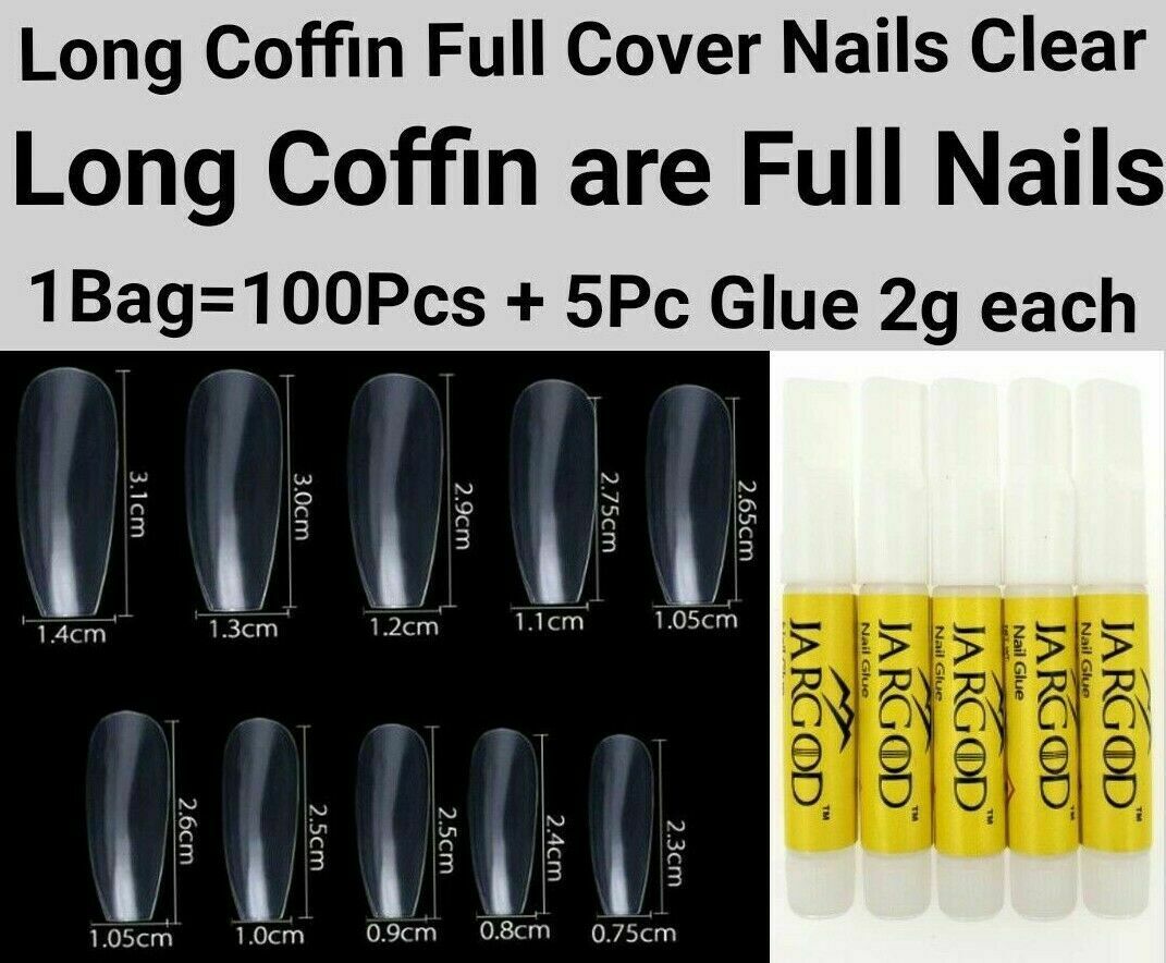 100Pc Long Ballerina/Long Coffin/Long Almond/Long Oval/Full Cover Square False Nail Tips Fake Nails False Nails Artificial Nails Tips in Bag Jargod