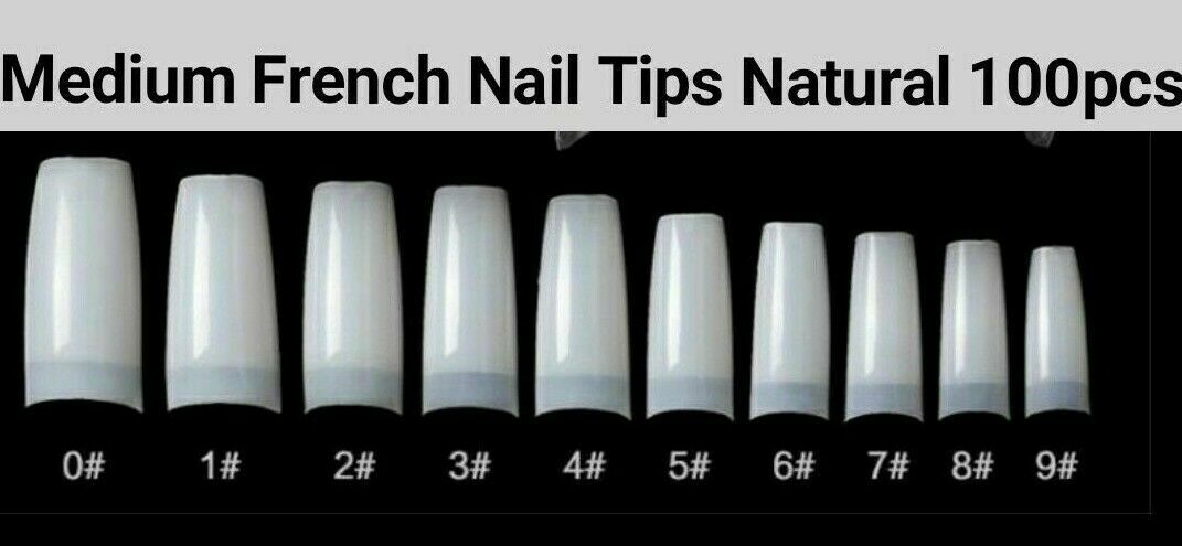 100pc Half Cover Nail Tips  / French / Medium French / Flat French / French Square /Stiletto / c curve   Fake False Nail tips in Bag  Jargod