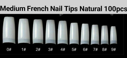 100pc Half Cover Nail Tips  / French / Medium French / Flat French / French Square /Stiletto / c curve   Fake False Nail tips in Bag  Jargod
