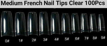 100pc Half Cover Nail Tips  / French / Medium French / Flat French / French Square /Stiletto / c curve   Fake False Nail tips in Bag  Jargod