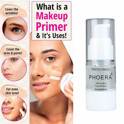 Phoera Face Primer 18ml Full Size Base Liquid Natural All Matte Foundation Pores Invisible Oil-control