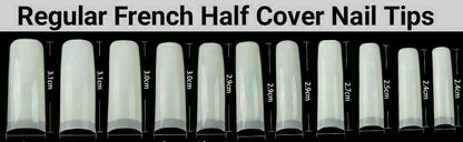 100pc Half Cover Nail Tips  / French / Medium French / Flat French / French Square /Stiletto / c curve   Fake False Nail tips in Bag  Jargod