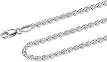 Load image into Gallery viewer, Jargod 1.4mm Solid link 925 Sterling Silver Rope Chain Diamond-Cut Braided Chain Necklace
