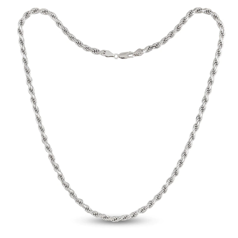 Jargod 3.1mm Solid 925 Sterling Silver Rope Chain Diamond-Cut Braided Chain Necklace