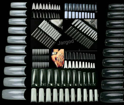 100pc Half Cover Nail Tips  / French / Medium French / Flat French / French Square /Stiletto / c curve   Fake False Nail tips in Bag  Jargod