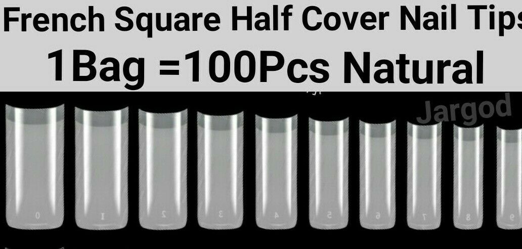 100pcs French Half cover Square Nail Tips Artificial False French Nail Tips  Jargod