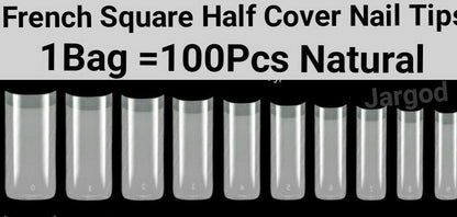 100pcs French Half cover Square Nail Tips Artificial False French Nail Tips  Jargod