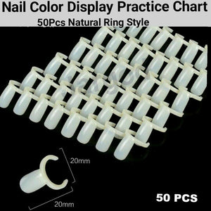 50 PCS Ring Clear Color False Nail Art Tools Nail Polish Display Practice Tips Jargod
