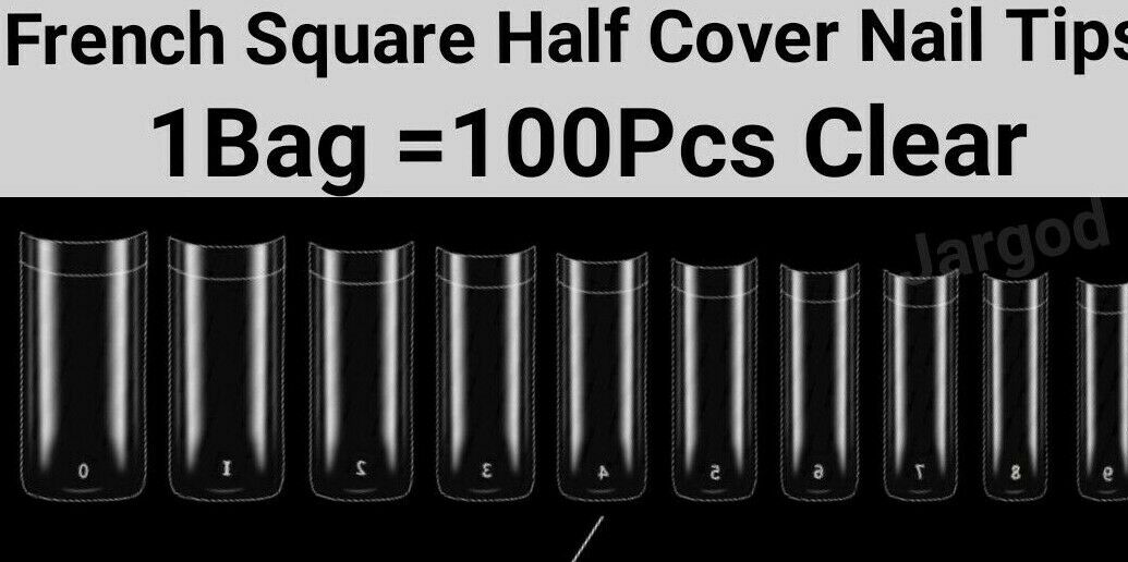 100pcs French Half cover Square Nail Tips Artificial False French Nail Tips  Jargod