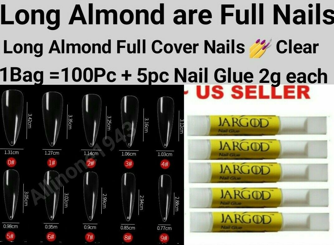 100Pc Long Ballerina/Long Coffin/Long Almond/Long Oval/Full Cover Square False Nail Tips Fake Nails False Nails Artificial Nails Tips Press on nails in Bag Jargod