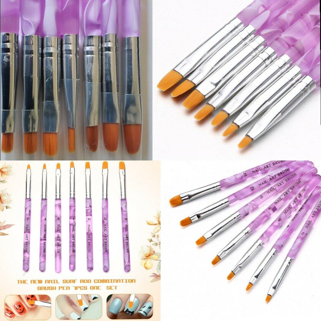7Pcs Acrylic Nail Art Brush set Nail Art Pen Tips UV Builder Gel Painting Brush