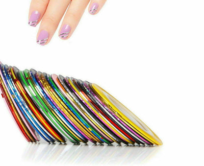 30Pcs Mixed Colors Rolls Striping Tape Line DIY Nail Art Tips Decoration Sticker SIZE 1MM  Jargod
