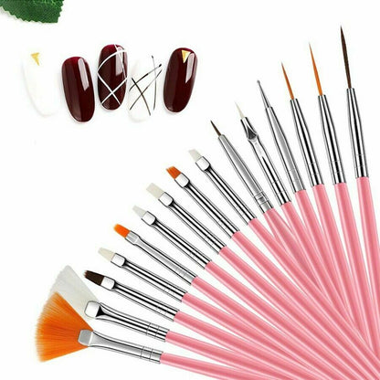 15pcs Nail Art Painting Gel Brush Liner Tips Builder Detailing Striping Blending Jargod