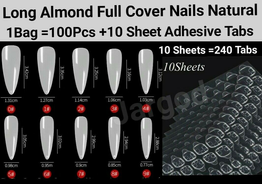 100Pc Long Ballerina/Long Coffin/Long Almond/Long Oval/Full Cover Square False Nail Tips Fake Nails False Nails Artificial Nails Tips Press on nails in Bag Jargod