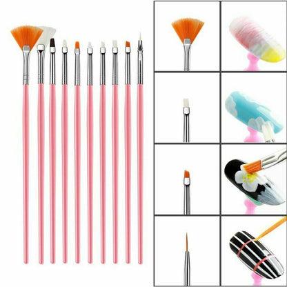15pcs Nail Art Painting Gel Brush Liner Tips Builder Detailing Striping Blending Jargod
