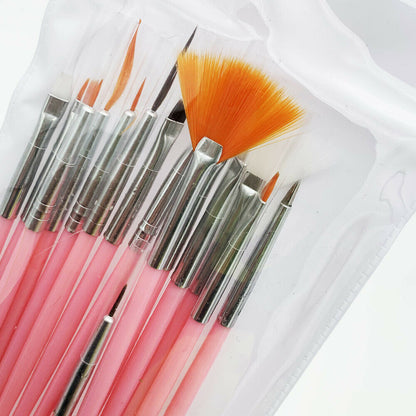 15pcs Nail Art Painting Gel Brush Liner Tips Builder Detailing Striping Blending Jargod