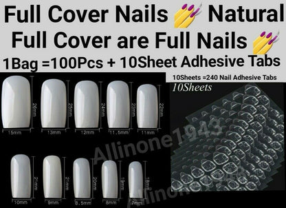 100Pc Long Ballerina/Long Coffin/Long Almond/Long Oval/Full Cover Square False Nail Tips Fake Nails False Nails Artificial Nails Tips in Bag Jargod