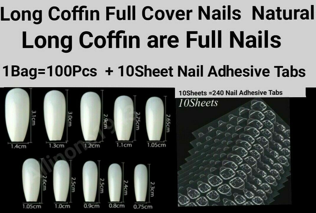 100Pc Long Ballerina/Long Coffin/Long Almond/Long Oval/Full Cover Square False Nail Tips Fake Nails False Nails Artificial Nails Tips in Bag Jargod