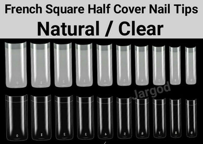 500pcs French Square Half cover Square Nail Tips Artificial False Fake Nail Tips  Jargod