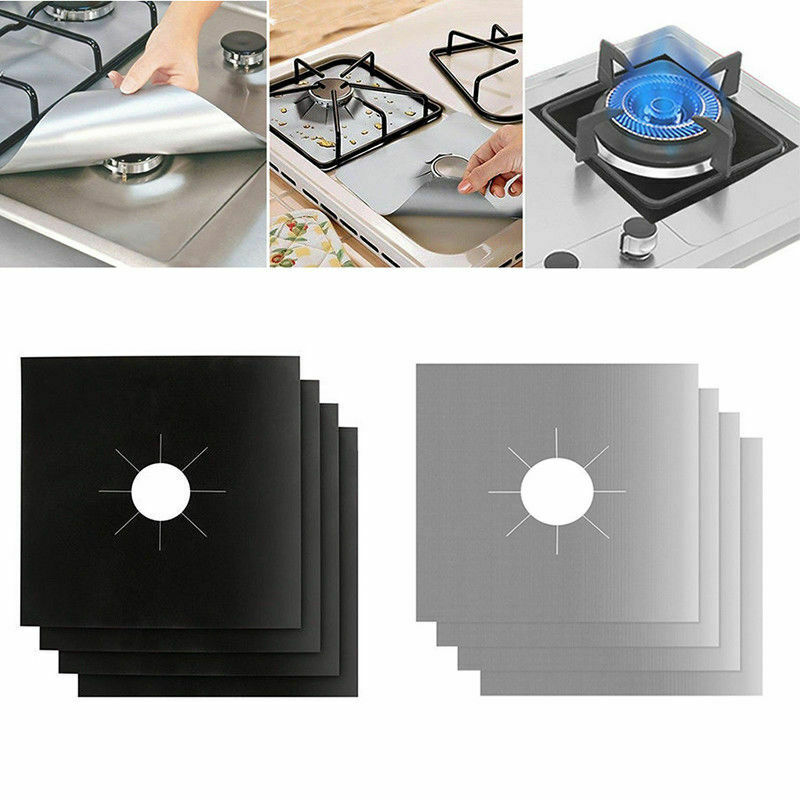 Gas range stove top burner protectors,0.2 MM Thickness 4 PACK stove top covers for gas burners,Non-Stick Stovetop Protector Liner Cover Reusable Dishwasher Safe Size 10.6” x 10.6”  Jargod
