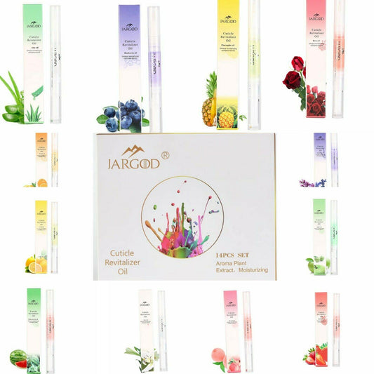Jargod 14 pcs Gift Set Cuticle Revitalizer Oil Pen Nail Art Care Manicure Nutrition Treatment - JARGOD