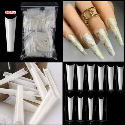 XXL Flat French Curve Coffin Half Cover French Artificial False Nail Tips 500 Pcs Jargod